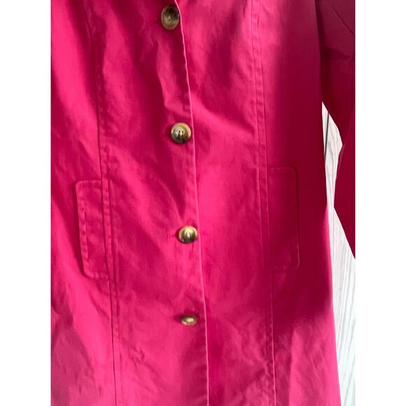 VTG Y2K Old Navy Bright Pink Collared Button Down 100% Cotton Trench Coat - Picture 3 of 8